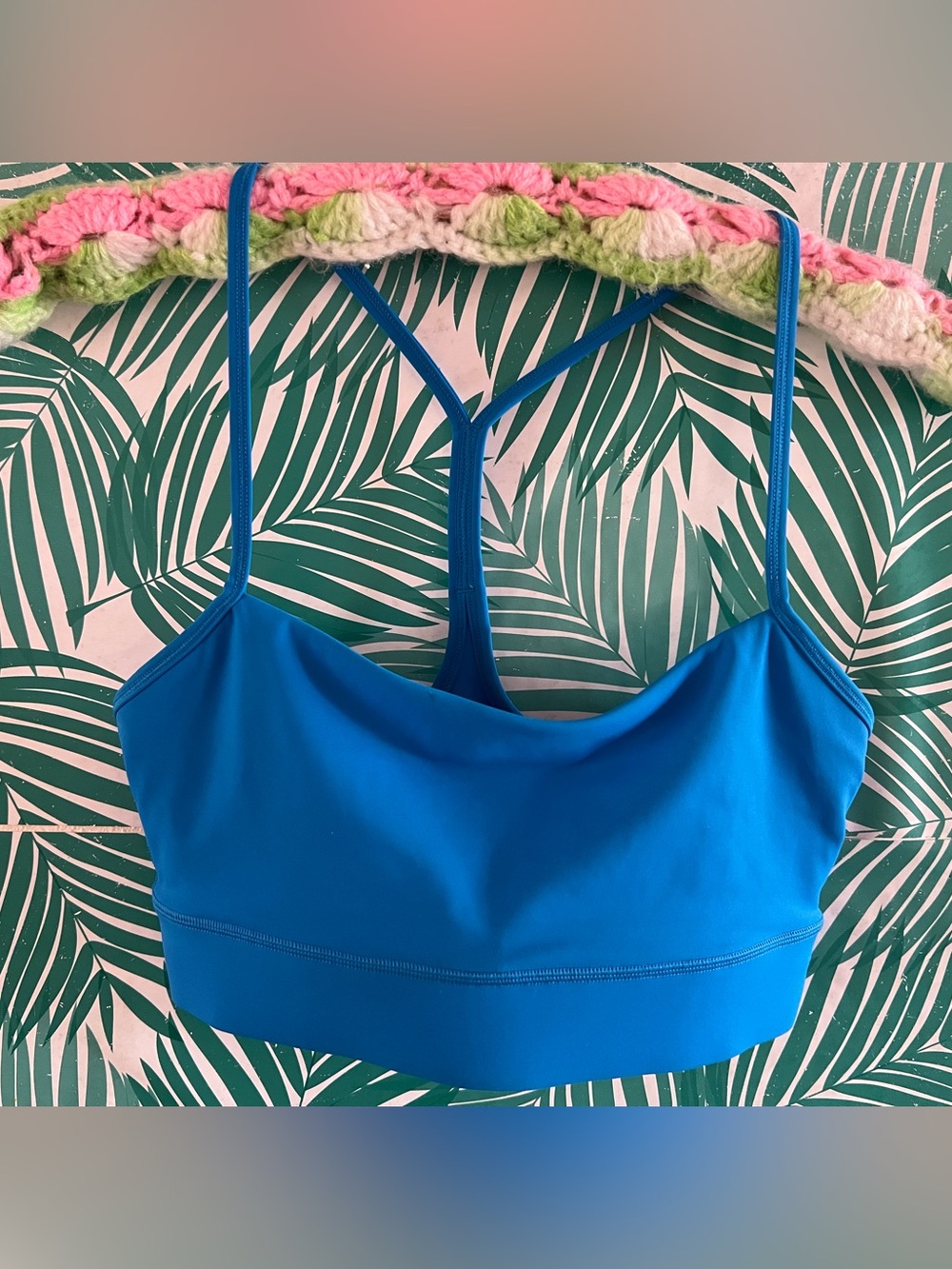 Lululemon Flow Y Bra Nulu Light Support Blue Strappy Bralette Sports Bra Sz 4